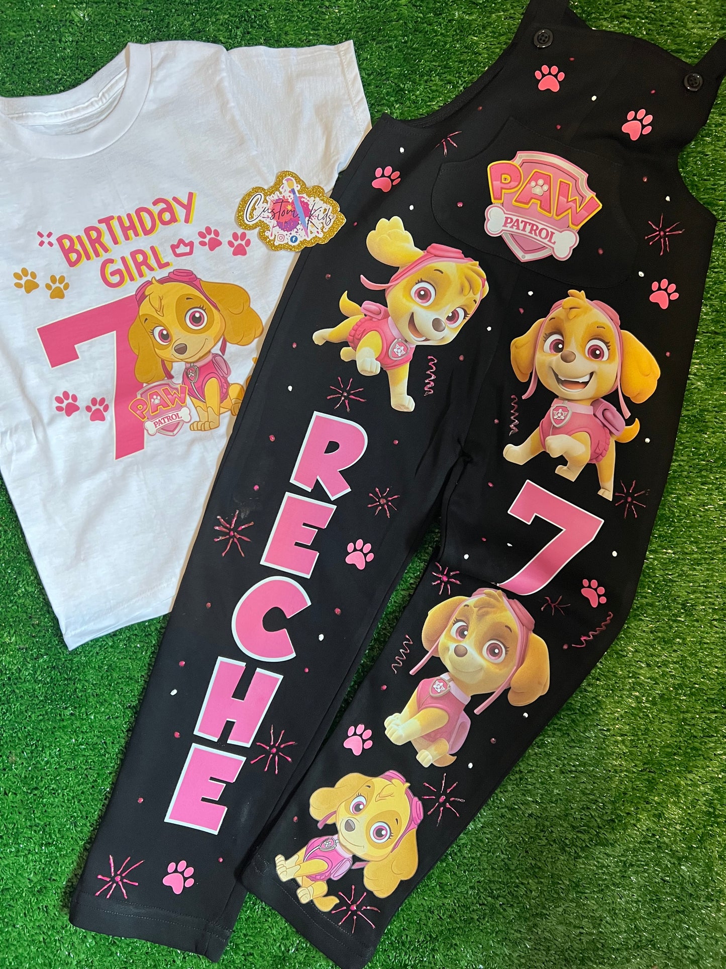 Baby girl black cotton overall set