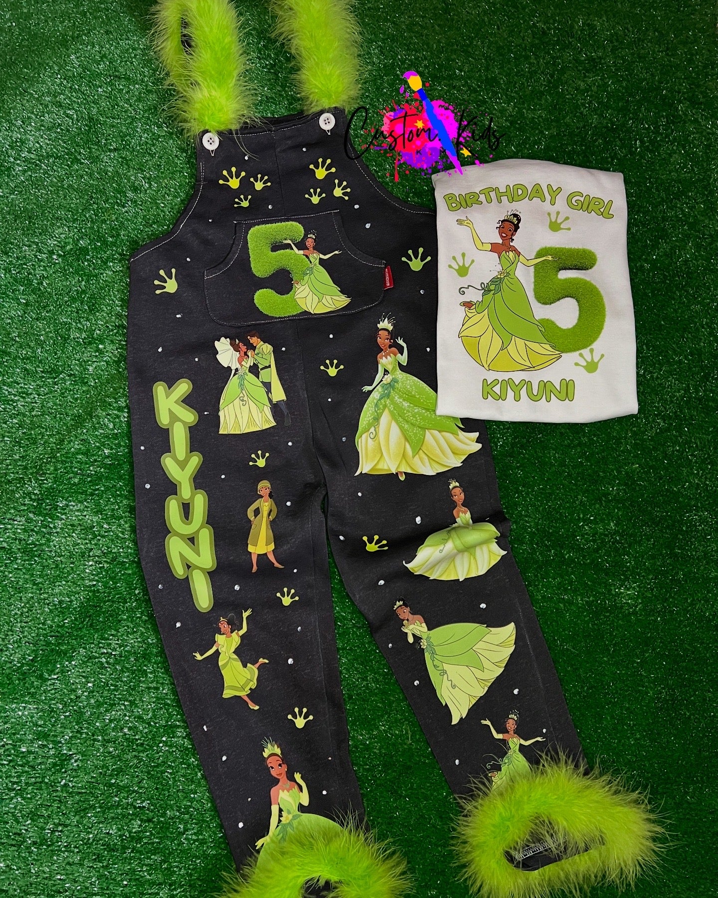 Baby girl black cotton overall set