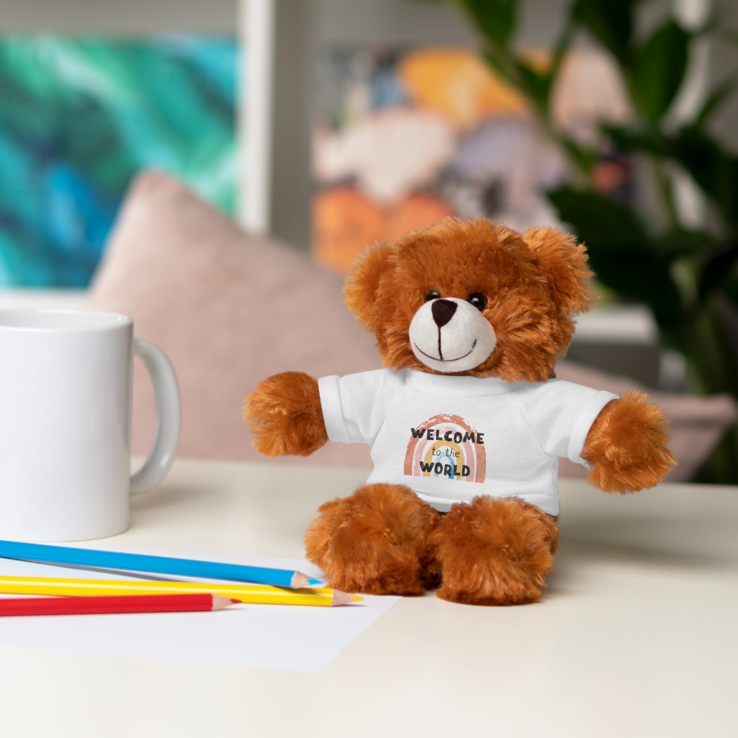 Welcome to the World baby girl Stuffed Animal Teddy Bear - Adorable Gift for Newborns & Celebrations