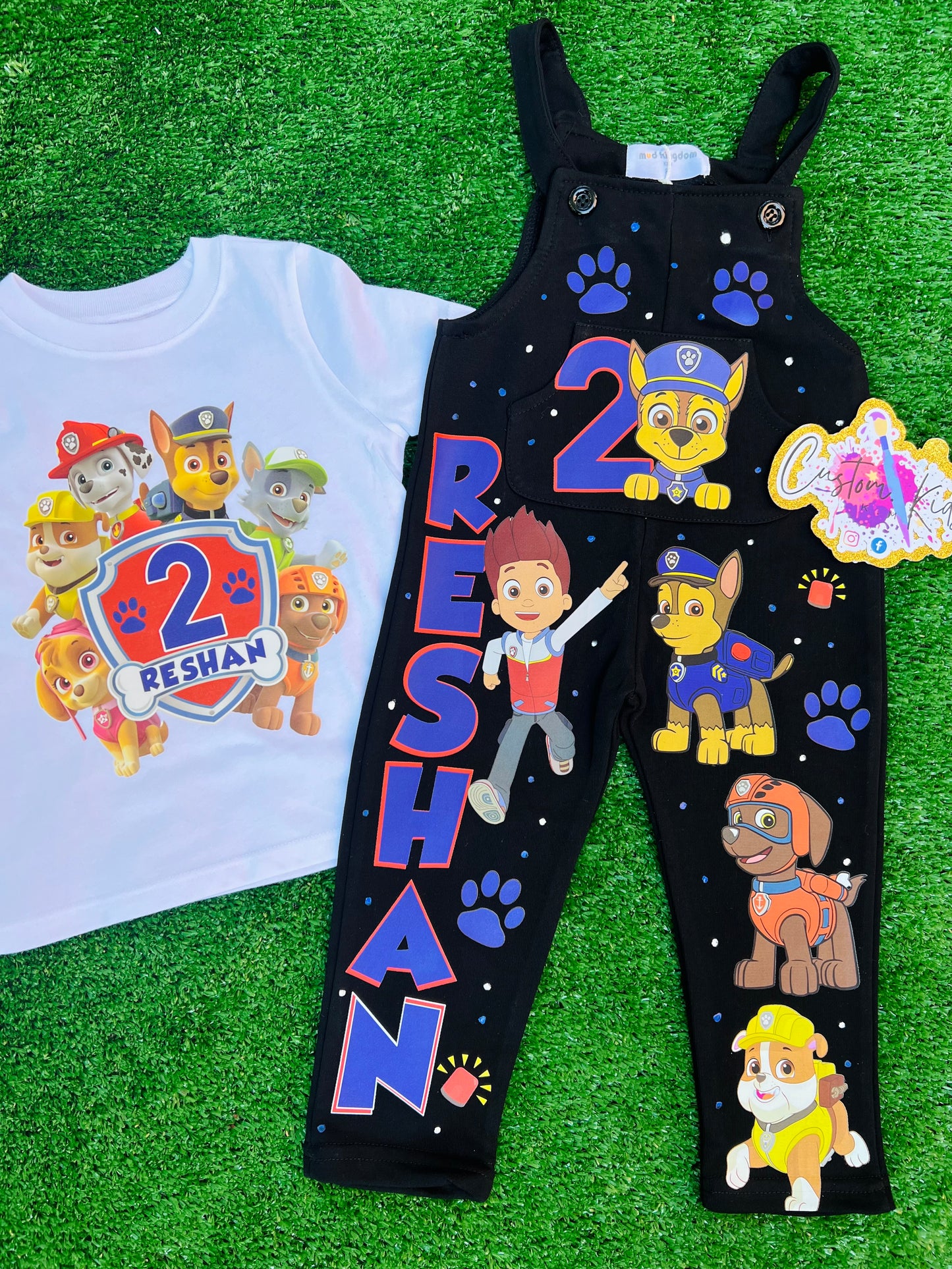 Baby boy custom black overall set