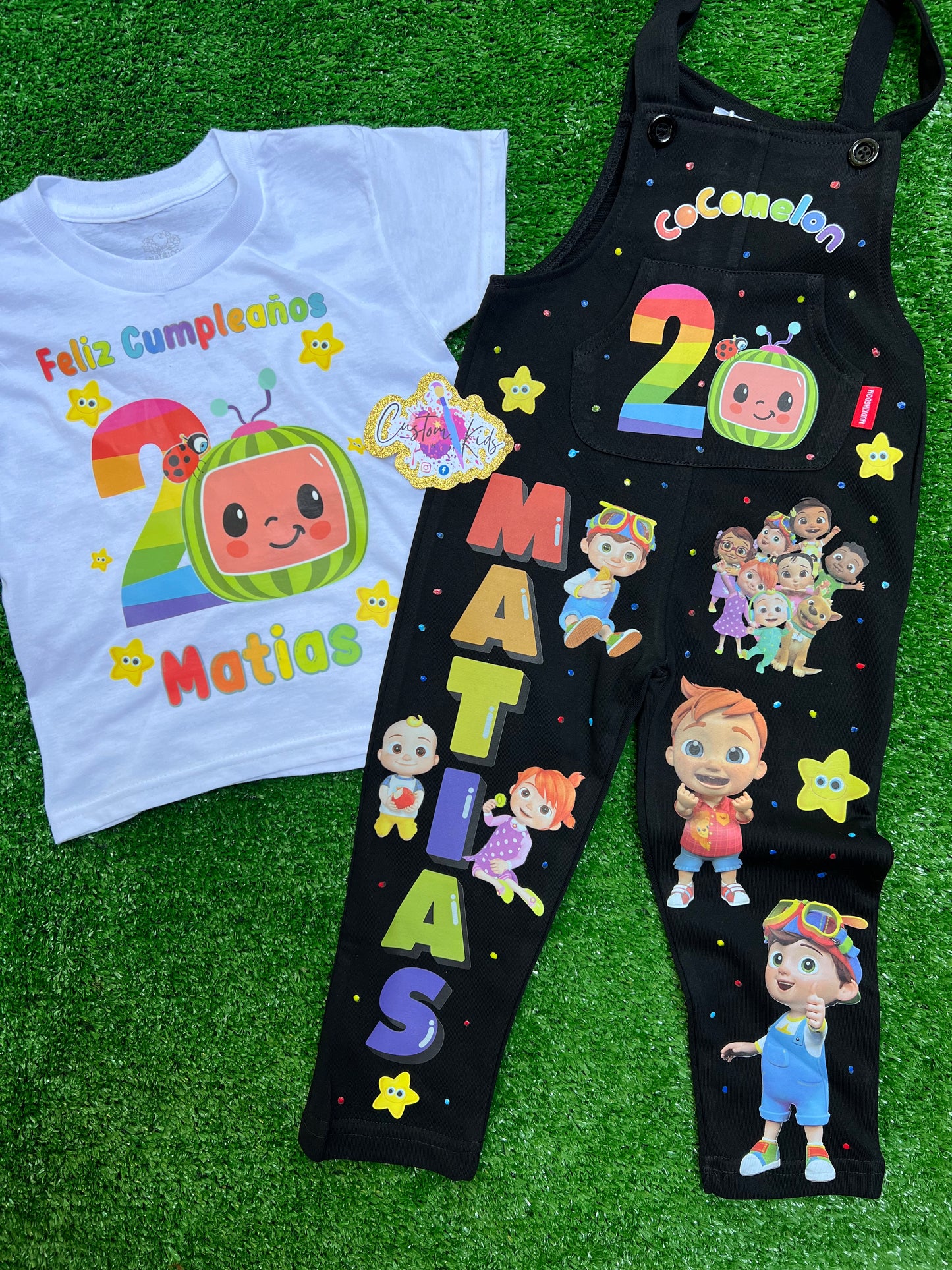 Baby boy custom black overall set