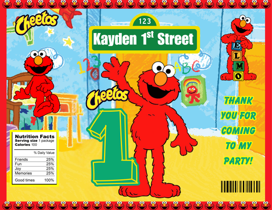Digital Editable Elmo Chip Bag Template